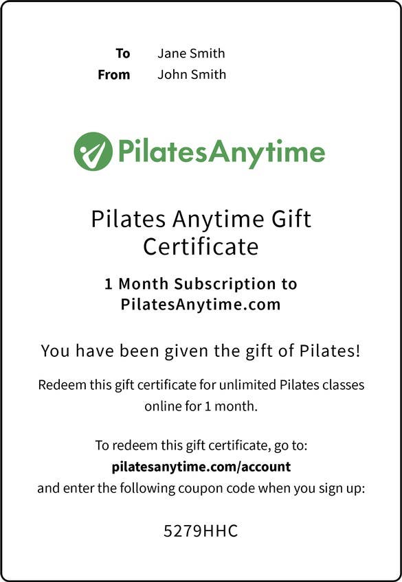 One-to-One Pilates Gift Voucher