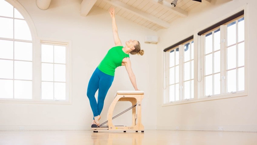 STOTT PILATES® Side Leg Extension on the Stability Chair, customer,  physical exercise, pilates
